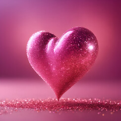 Obraz premium Beautiful red hearts with nice glittery texture details on empty background. Valentine’s day generative Ai imagery with shiny glitter bokeh effect fully bright, unque style image