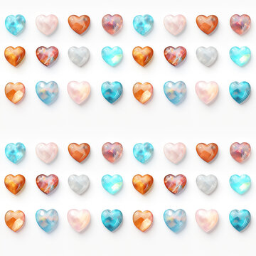 set of buttons with hearts