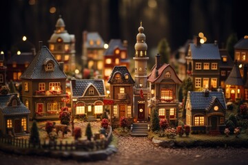 Fototapeta na wymiar Christmas Village Displays - Generative AI