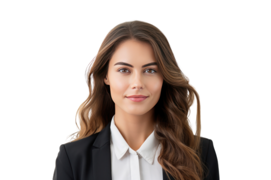 Portrait of a smiling businesswoman on transparent background. Isolated.
