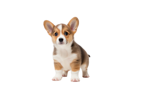 Pembroke Welsh Corgi puppy standing on its hind legs against a transparent background. Isolated. - Powered by Adobe