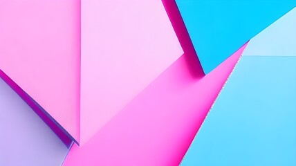 Abstract geometric background of pink and blue paper sheets. Minimal style.