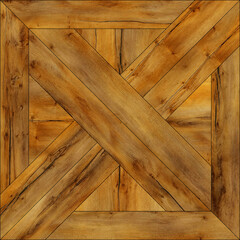 Wooden flooring is a combination of different woods.