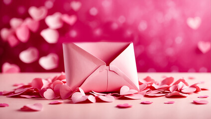 Beautiful envelope with hearts background