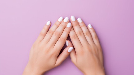 female hand with elegant simple manicure, woman with natural manicure