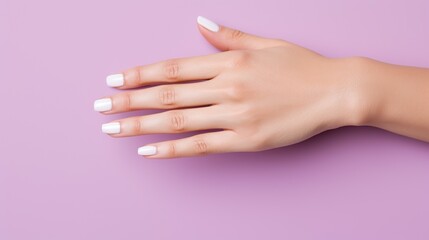 female hand with elegant simple manicure, woman with natural manicure