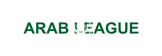 Letters Arab League in the style of the country flag. Arab League word in national flag style.