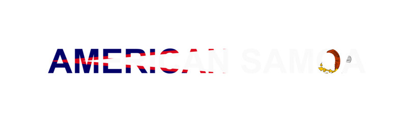 Letters American Samoa in the style of the country flag. American Samoa word in national flag style.