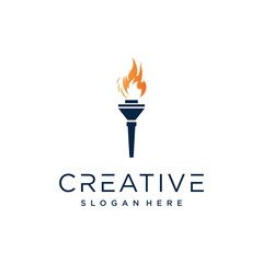 Torch logo template Premium Vector
