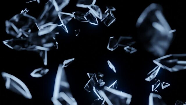 Icy titles from broken pieces of crystals combine into the numbers 2024 for the New Year, on a black background. 3D rendering.