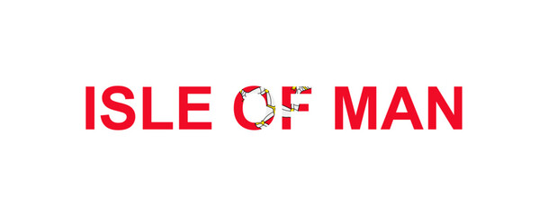 Letters Isle of Man in the style of the country flag. Isle of Man word in national flag style.