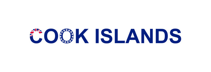 Letters Cook Islands in the style of the country flag. Cook Islands word in national flag style.