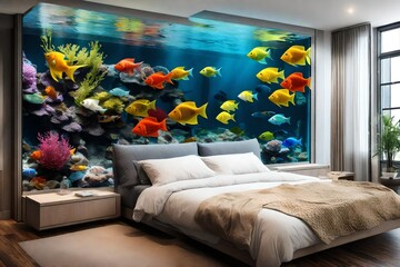 Glamorous and out class aquarium on bedroom 