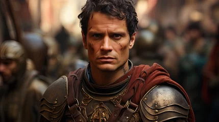 Foto op Plexiglas Portrait of Julius Caesar in roman military uniform. © W&S Stock