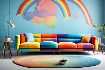 Beautiful Rainbow colour sofa set