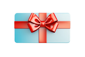 blue gift voucher with red ribbon