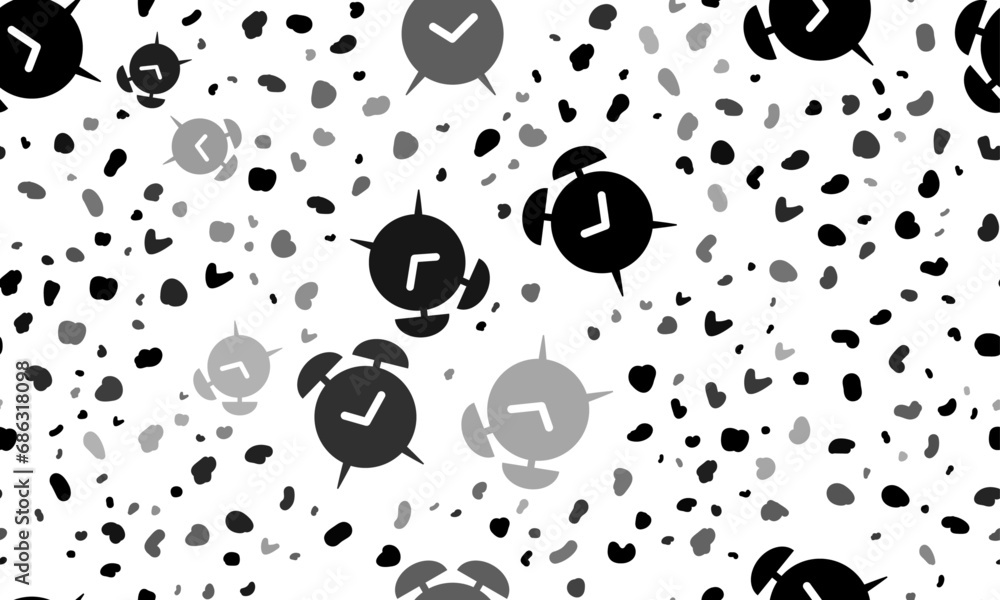 Poster abstract seamless pattern with alarm clock symbols. creative leopard backdrop. vector illustration o