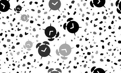 Abstract seamless pattern with alarm clock symbols. Creative leopard backdrop. Vector illustration on white background