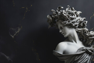 stone face of woman on marble  background. feminine beauty. AI generated