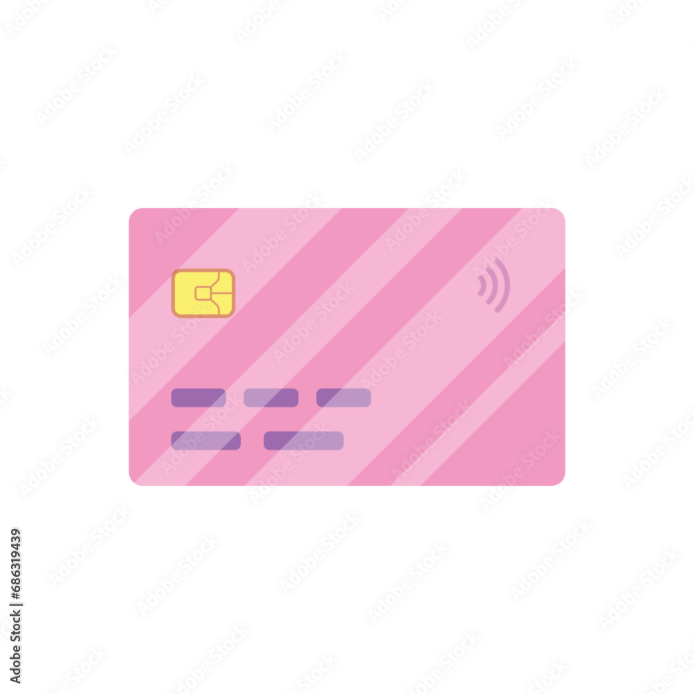 Sticker Cartoon Color Plastic Credit Card Template Personal Finance Object Concept Element Flat Design Style. Vector illustration