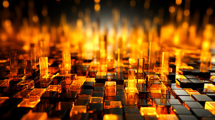 Obraz premium Abstract blurred bokeh effect with shimmering cybernetic patterns and modern tech aesthetics Generated by AI