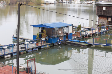 house on the Danube river Belgrade, bridge