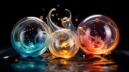 Colorful Abstract Glass Spheres with Fluid Motion