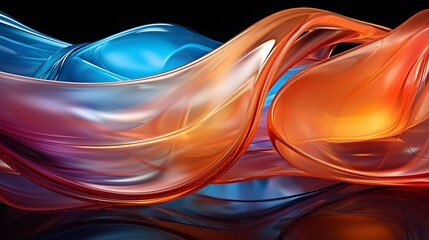 Fluid Abstract Art in Blue and Orange