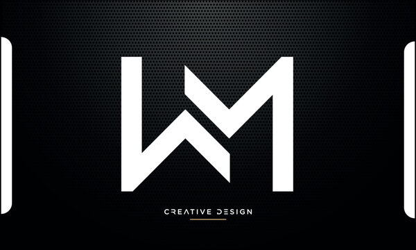 WM or MW Alphabet letters logo monogram