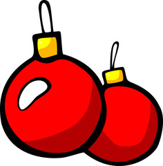 Christmas tree toy, red  balls  on a white background, vector 