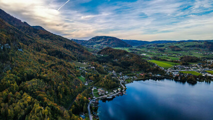 Austria see, beautiful aerial panoramic view.