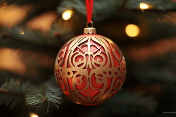 Abstract Christmas ornament ball symbolizing peace during the holidays. Generative AI