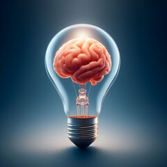 Brain in a light bulb a powerful symbol of inspiration and Creative idea, innovative thinking, idea concept