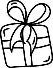 Doodle present, gift with ribbon isolated on white.Vector