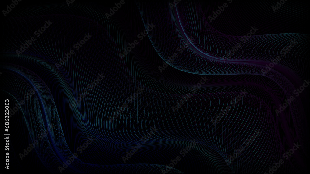 Poster abstract background with curved lines and waves.