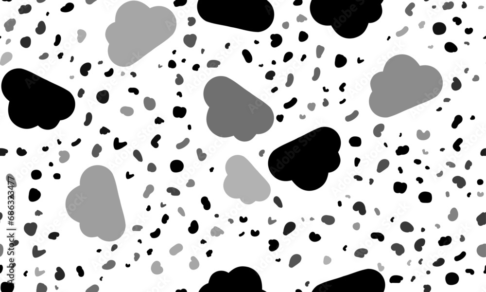 Poster abstract seamless pattern with cloud symbols. creative leopard backdrop. vector illustration on whit