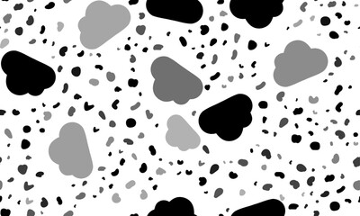 Abstract seamless pattern with cloud symbols. Creative leopard backdrop. Vector illustration on white background