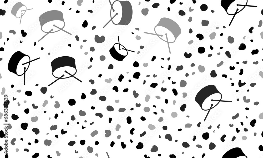 Poster abstract seamless pattern with drum symbols. creative leopard backdrop. illustration on transparent 
