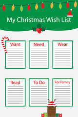Christmas at home, wish list. what to do, different colorful pictures for children, fun education game for kids, preschool activity for toddlers, set of icons, vector illustration - 686324208