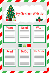 Christmas at home, wish list, check what to do, different colorful pictures for children, fun education game for kids, preschool activity for toddlers, set of icons, vector illustration - 686324216