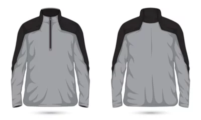Deurstickers Quarter zip sweatshirt mockup front and back view. Vector illustration © Ancala
