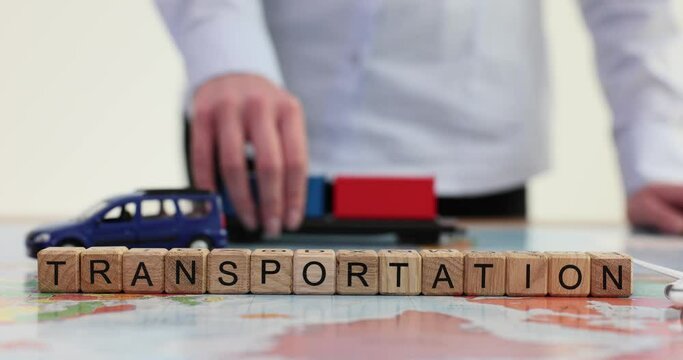 World map of transport trade containers airplane car and transportation word