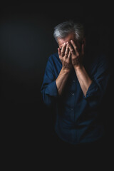 Tormented and sad Soul: A Gripping Image Depicting a Man Overwhelmed by Anxiety and Torment, Explores the Social Documentary Concept with Raw Emotion and Thought-Provoking Intensity