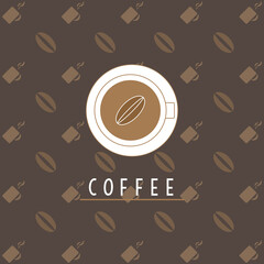 Taza de café con motivos y patrones de granos de café 