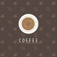 Motivo de ilustración de taza de café y grano de café 