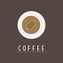 Logotipo minimalista ilustrado de una taza de café con tipografía 