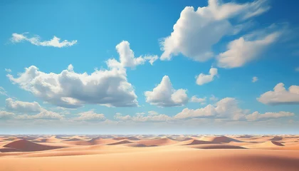Zelfklevend Fotobehang realistic landscape background with white clouds on blue sky over sand dunes in the desert © terra.incognita