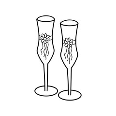 Champagne glasses hand drawn doodle icon.