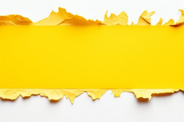 Yellow ripped paper torn edge strip isolated on white background - obrazy, fototapety, plakaty