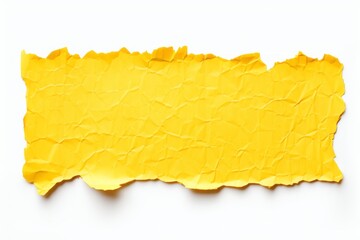 Yellow ripped paper torn edge strip isolated on white background